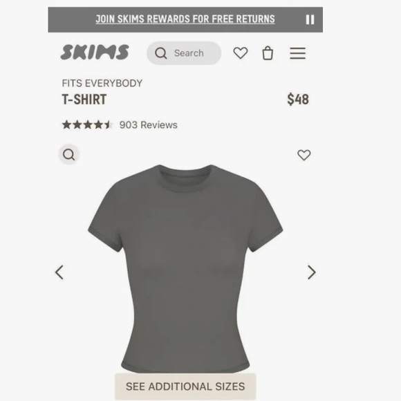NEW Skims Gunmetal short sleeve t shirt - Picture 3 of 6